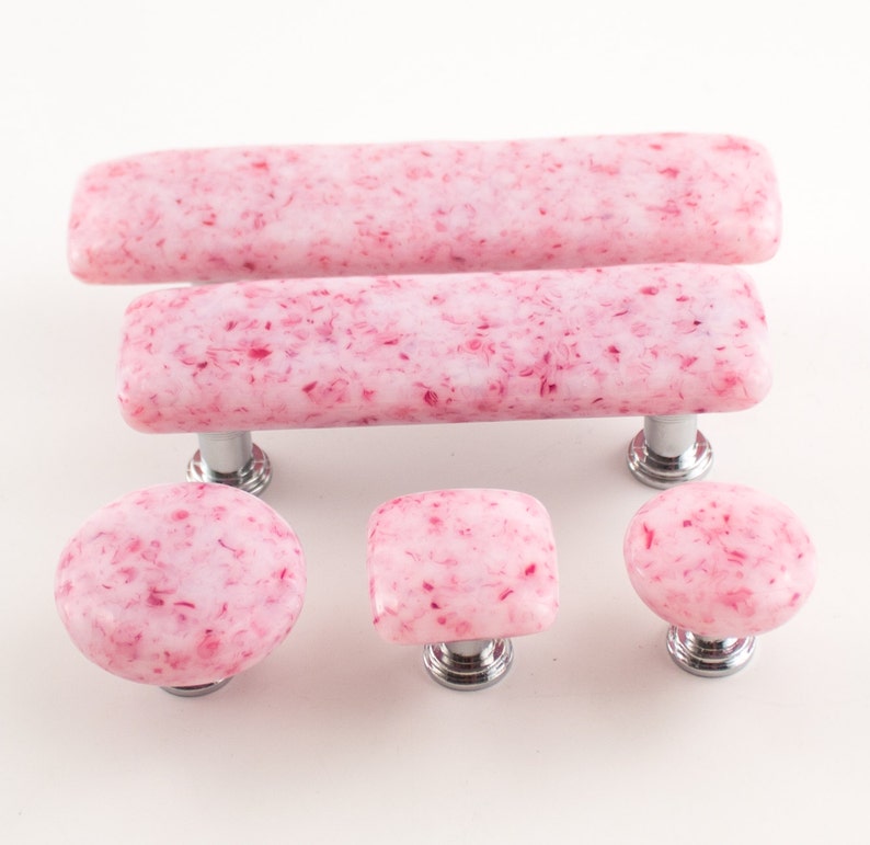 Cherry Blossom Pink Glass Knobs Handles Drawer Etsy