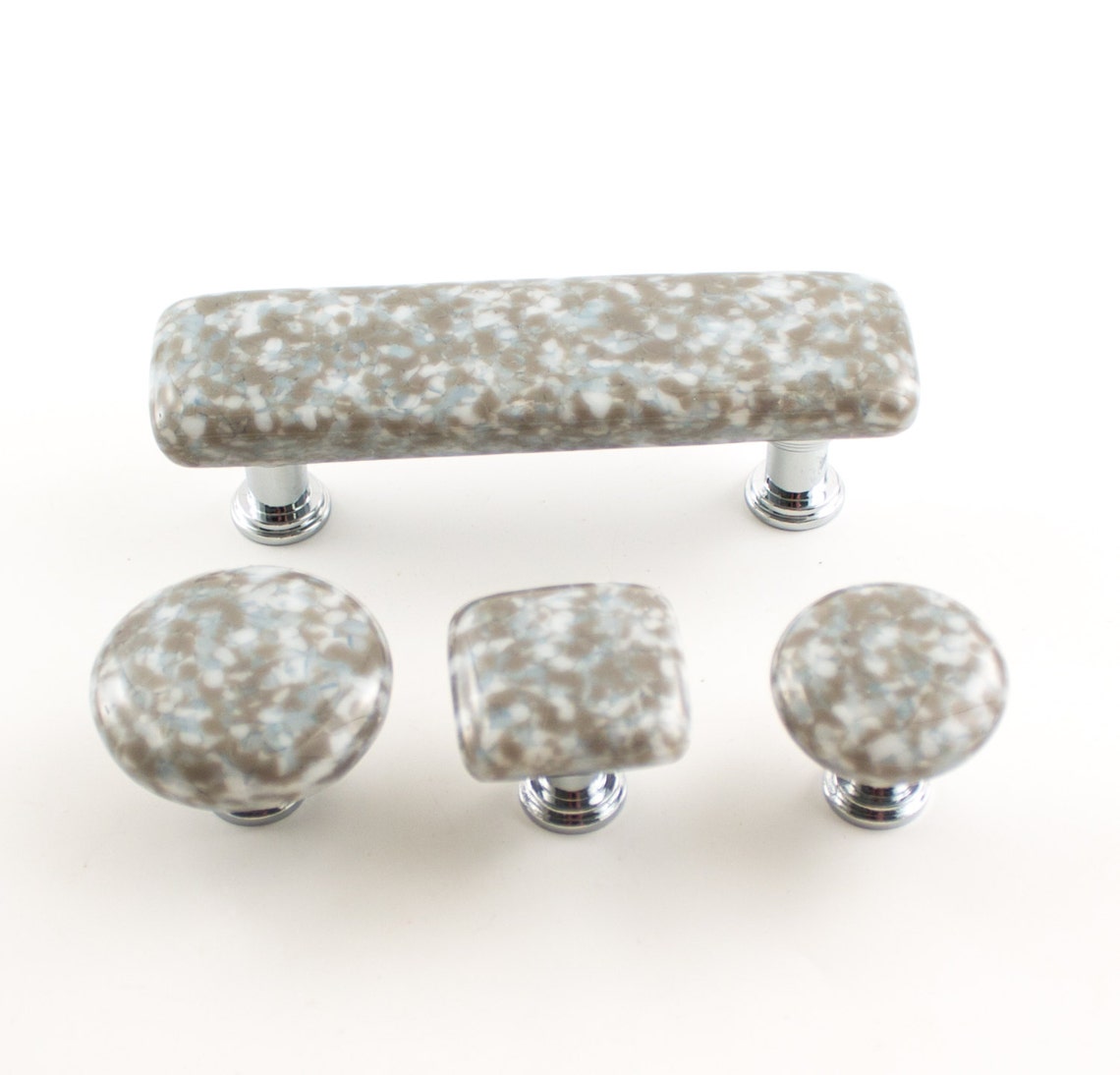 Gray Knobs Kitchen Knobs Fused Glass Modern Drawer Etsy
