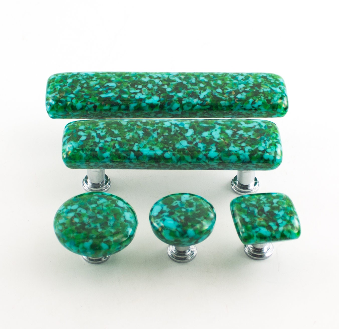 Green Glass Pulls Unique Drawer Knobs Modern Etsy