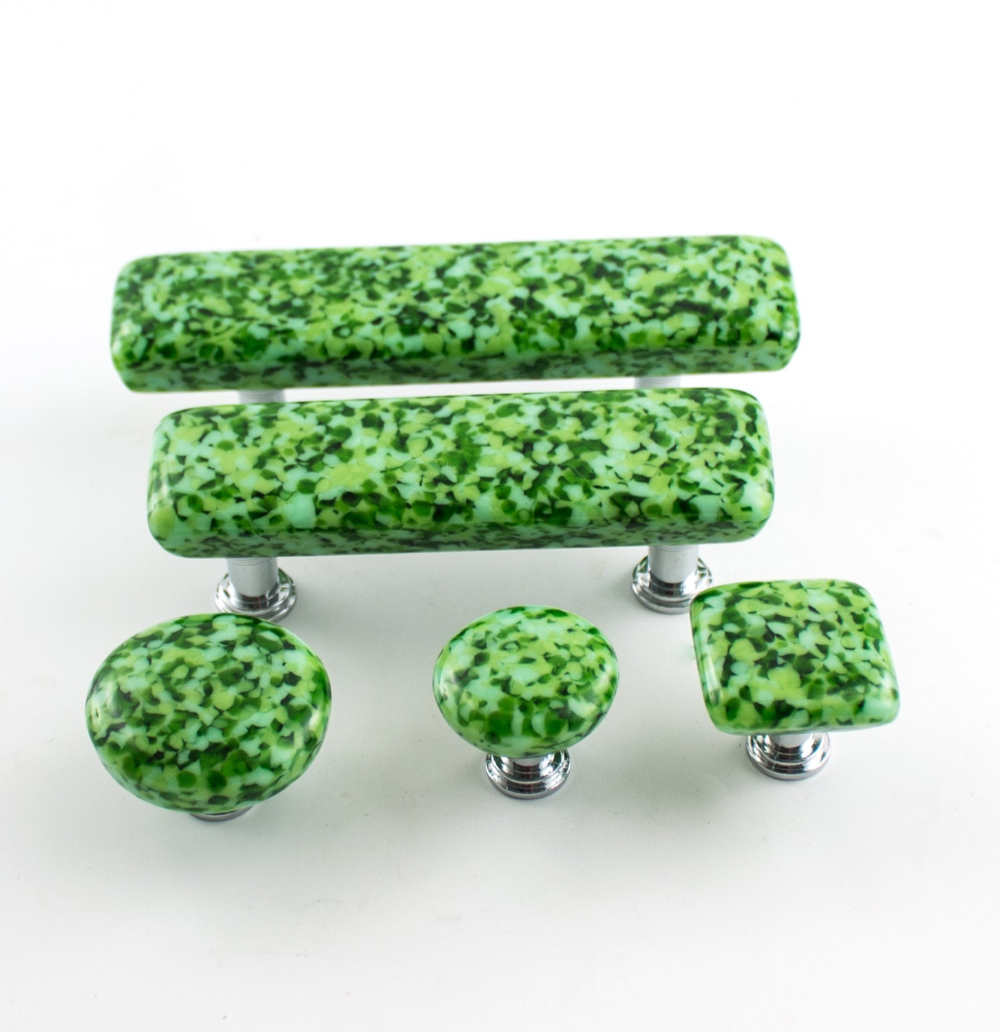 Green Fused Glass Pulls Hardware Unique Etsy