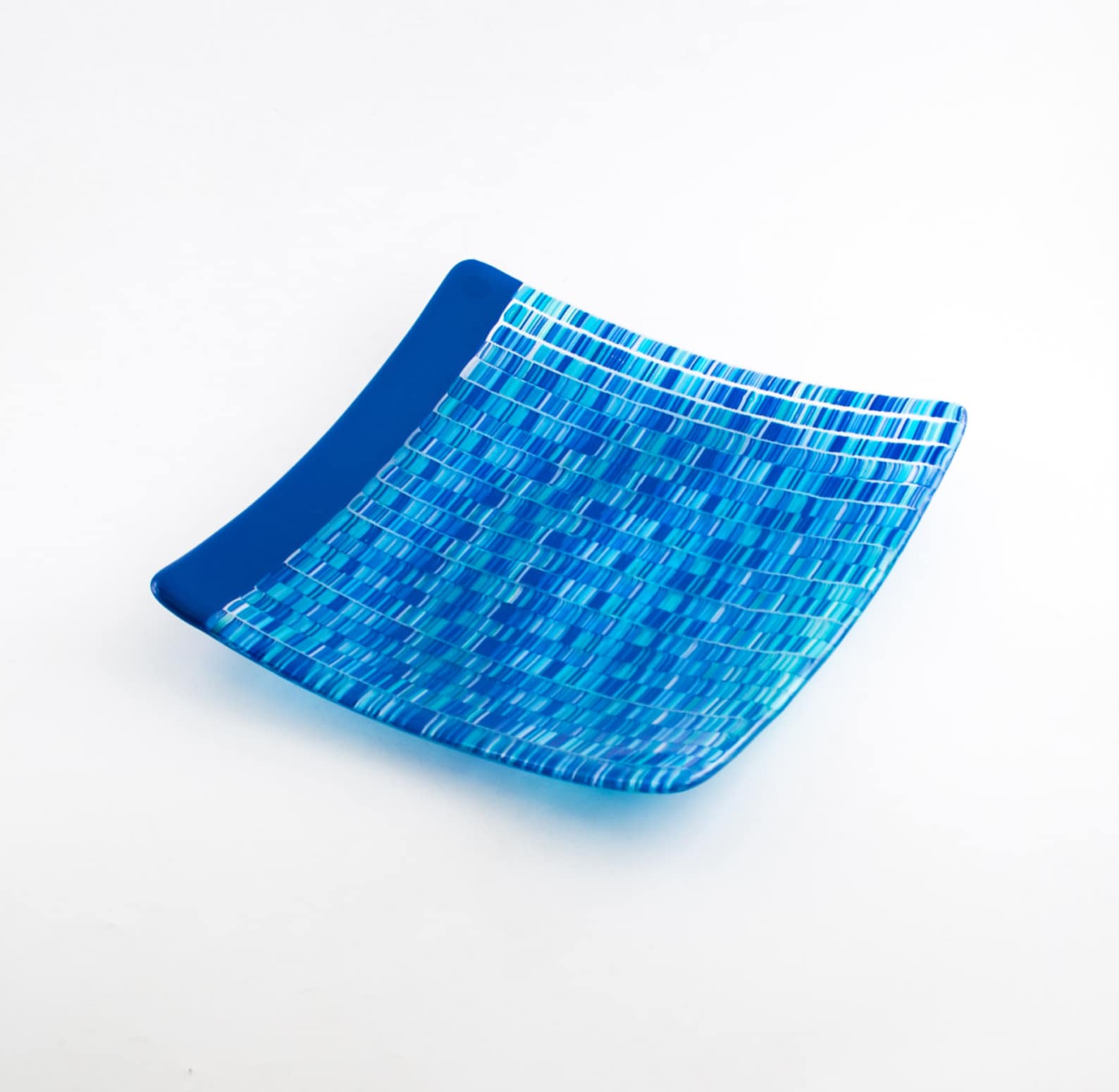 Modern Plate Blue Glass Plate Fused Glass Serveware Blue Etsy