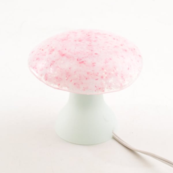 Pink Mushroom Light, Fused Glass Lamp, Girls Room Decor, Kids Night Light, Whimsical Lighting, Nursery Nightlight, Unique Gifts for Children