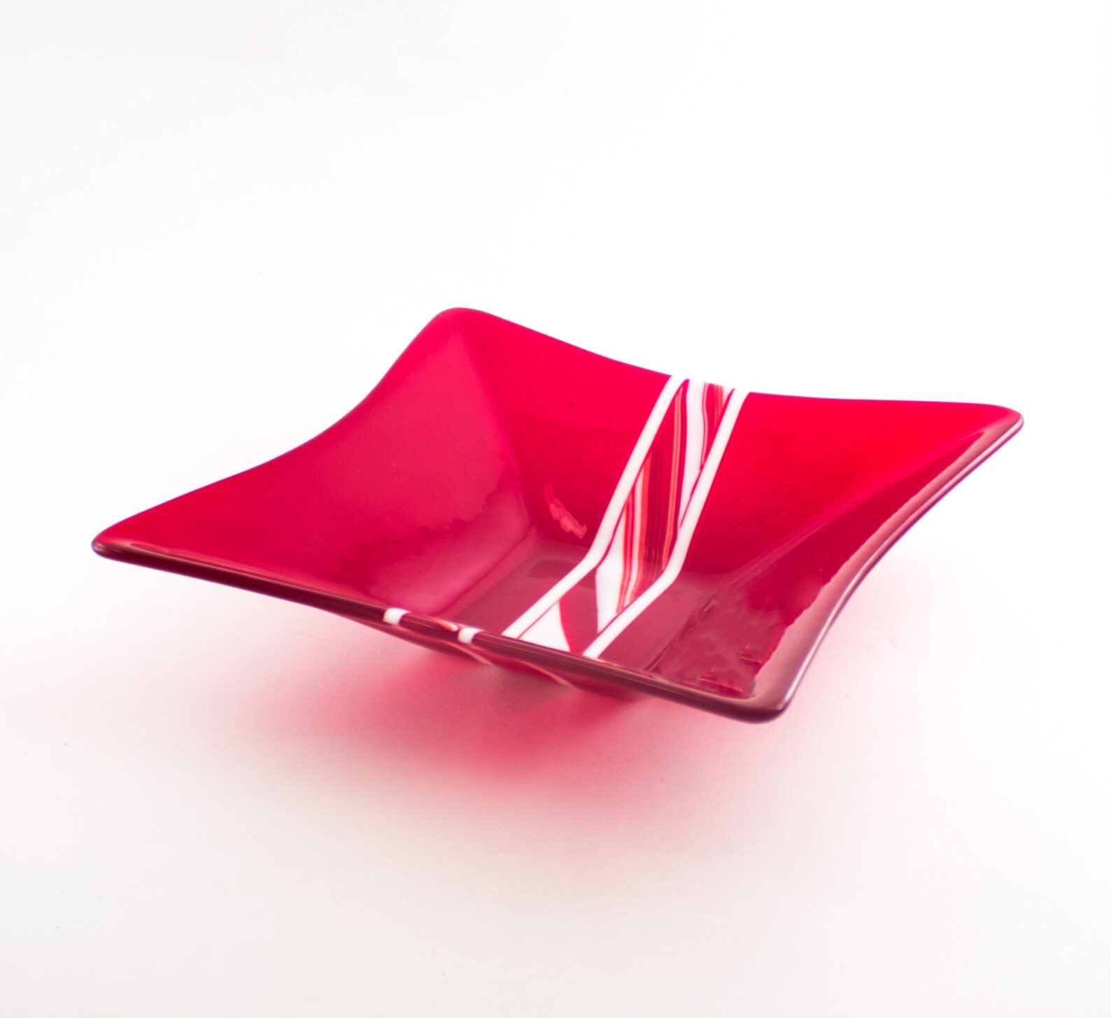 Red Glass Bowl Serving Dish Decorative Accents Kitchen Etsy