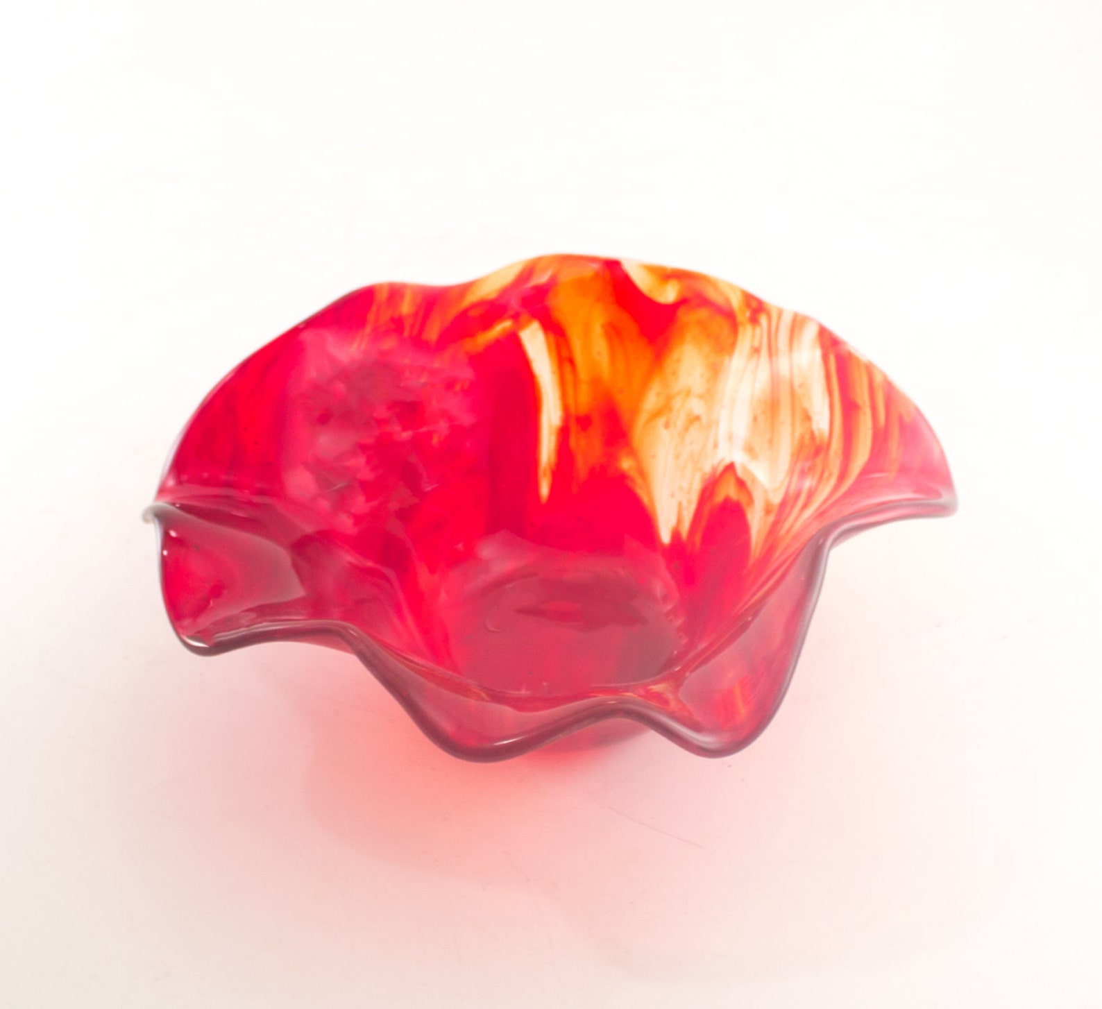 Red and Gold Decorative Bowl Contemporary Art Glass Abstract Etsy