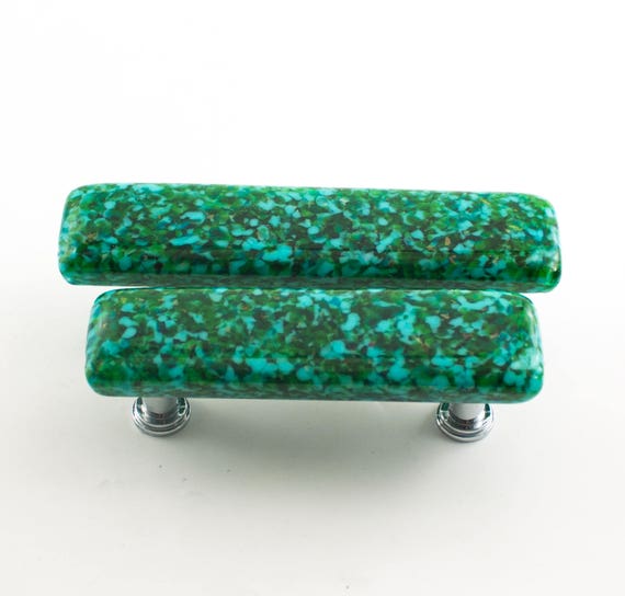 Green Glass Cabinet Pulls Unique Drawer Knobs Modern Cabinet Etsy