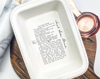 engraved pan with your loved ones actual handwriting, unique gift for chef in your life, oven safe bakeware, recipe pan