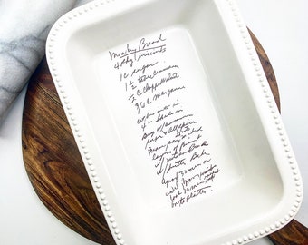 Personalized Engraved Bread Pan With Handwritten Recipe, Baking Gift For Family, Custom Ceramic Loaf Pan, Great For Banana Bread And Display
