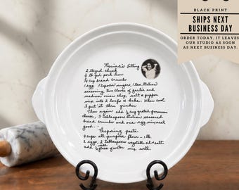 Custom Recipe Platter with Handwriting, Personalized Family Recipe Plate, Grandma's Handwritten Recipe, Heirloom Kitchen Gift