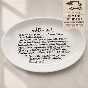 Custom Handwritten Recipe Ceramic Plate, Personalized Kitchen Decor Gift