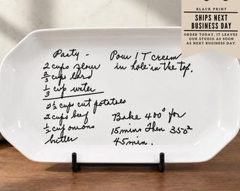 Christmas Gift for Mom or Grandma, Personalized Handwritten Recipe Plate, Custom Family Recipe Keepsake, Scalloped Ceramic Platter