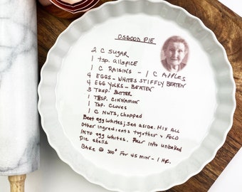 Quiche Teller mit Ihrem berühmten Familienrezept - perfektes Brautpartygeschenk, Hochzeitsgeschenk, Geburtstagsgeschenk, Küchendekor, Rezeptanzeige