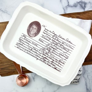 Engraved Baking Dish - Personalized Casserole Pan & Hand-Written Recipe