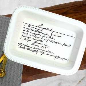 Personalized Handwritten Recipe on White Ceramic Loaf Pan - Perfect Bridal Shower, Birthday, Housewarming, Wedding Gift