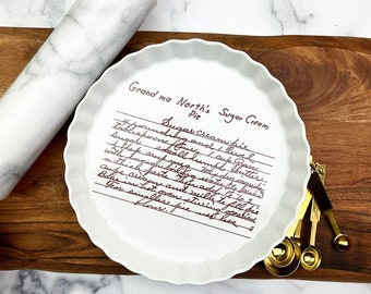 Handwritten Recipe Personalized Platter Dish | Keepsake Handwriting Recipe Plate | Recipe Card Transfer Gift