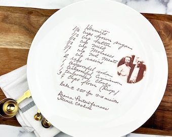 Personalized Plate with Handwritten Recipe | Customized Ceramic Dish