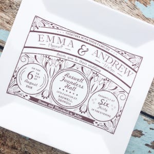Wedding Invitation Plate, Unique Wedding Invites, Wedding Keepsake Gift, Wedding Platter, Invitation Plate, Wedding Platter Personalized