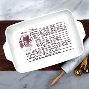 Engraved Stoneware Dish | Etched Casserole Dish | Custom Gift for Her | Lasagna Pan | Ceramic Dish | Handwritten Recipe | Hand Written