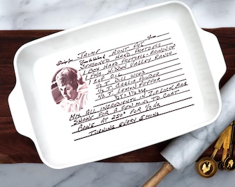 Engraved Stoneware Dish | Etched Casserole Dish | Custom Gift for Her | Lasagna Pan | Ceramic Dish | Handwritten Recipe | Hand Written