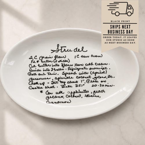 Custom Handwritten Recipe Ceramic Plate, Personalized Kitchen Decor Gift