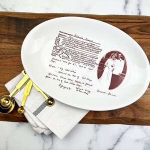 Handwritten Recipe Personalized Platter Dish | Keepsake Handwriting Recipe Plate | Recipe Card Transfer Gift