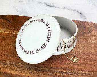 if you have faith as small as a mustard seed you can move mountains, first communion gift, religious gift, confirmation gift set, faith