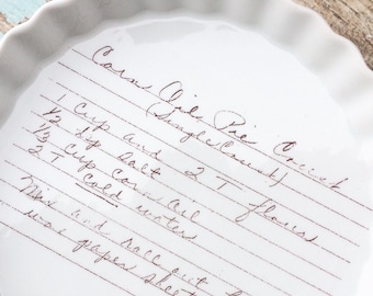 as seen on Etsy commercial, find joy ad, prairie hills pottery - Transfer your loved ones handwritten recipe onto a plate