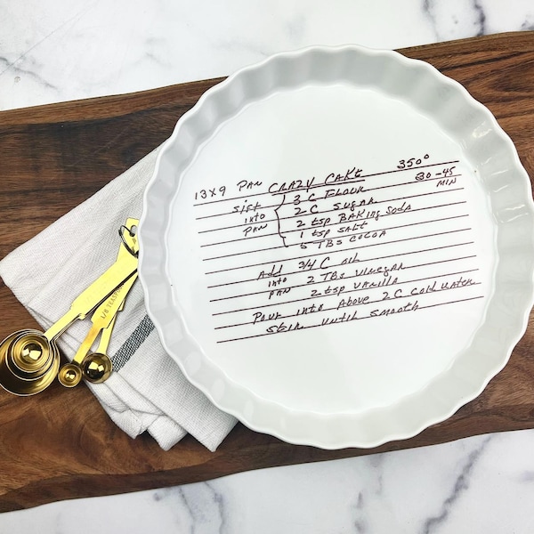 as seen on Etsy commercial, find joy ad, prairie hills pottery - Transfer your loved ones handwritten recipe onto a plate