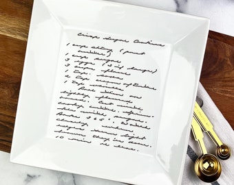 personalized photo plate with your loved ones handwritten recipe