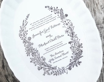 Personalized wedding shower gift engraved with invitation - custom jewelry dish for your bridal shower