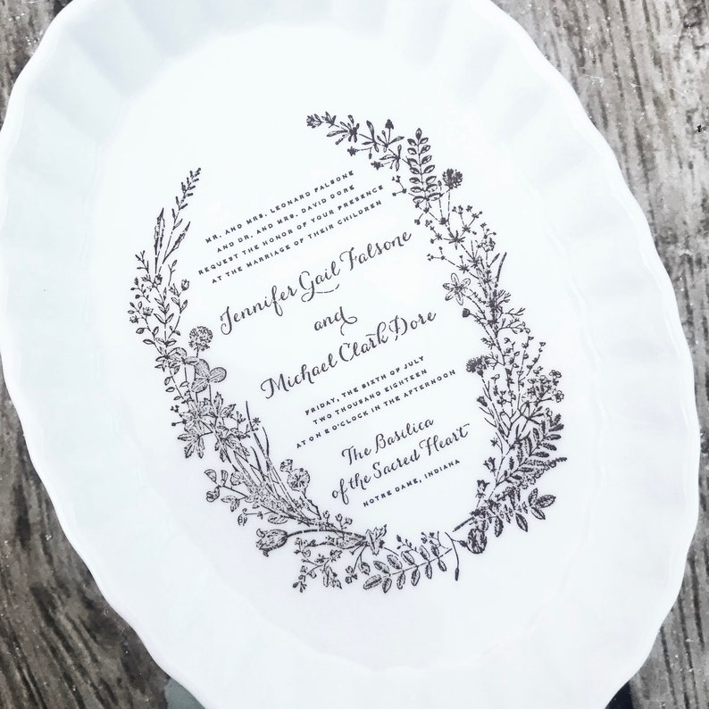 Personalized wedding shower gift engraved with invitation custom jewelry dish for your bridal shower image 1