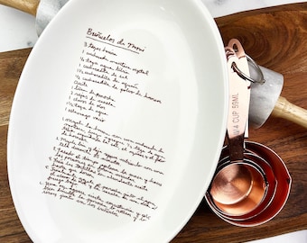 Plato de recetas, plato de regalo personalizado, escritura a mano en el plato, regalo familiar para todos, reliquia familiar, regalo navideño para él, regalo conmemorativo