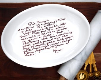 Handgeschriebenes Rezept auf Teller übertragen.  Personalisiertes Hochzeitsgeschenk, Beileidsgeschenk, Gedenkandenken.