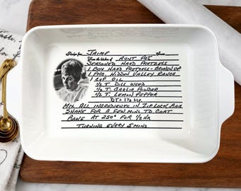 Handwritten Dish with YOUR handwriting | Personalized  9x13 pan | Favorite Recipe Pan | engraved baking dish | Ceramic engraved pan