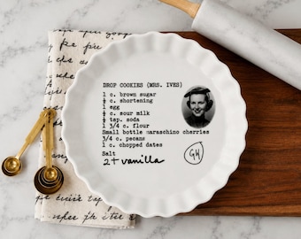 Custom Handwritten Recipe Pie Pan | Personalized Ceramic Baking Dish, Keepsake Plate