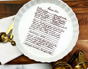 as seen on Etsy commercial, recipe pie pan with your logo and handwriting engraved