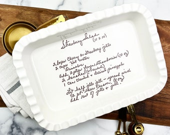 Engraved Stoneware Dish | Etched Casserole Dish | Custom Gift for Her | Lasagna Pan | Ceramic Dish | Handwritten Recipe | Hand Written