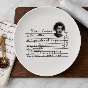 Personalized Plate, Handwritten Recipe Keepsake | Ceramic 10 Inch, White Serving Platter, Gift For Mom Grandmother