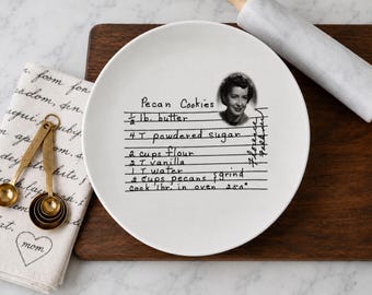 Gift Plate, Personalized Handwritten Recipe Keepsake | Ceramic, Kiln-Fired Sepia Or Display Black | 10in Round