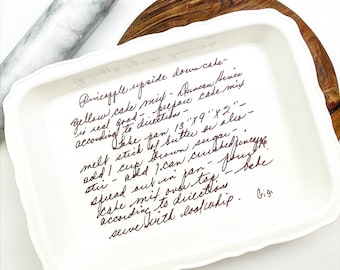 Your actual handwriting engraved onto a baking pan.  Perfect heirloom gift for mother day