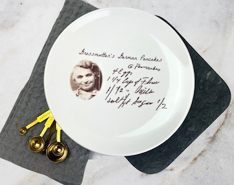 Handmade Round Ceramic Dinner Plate with Personalized Recipe - Unique Keepsake Gift for Mother Daughter or Wedding - Custom Kitchen Pottery