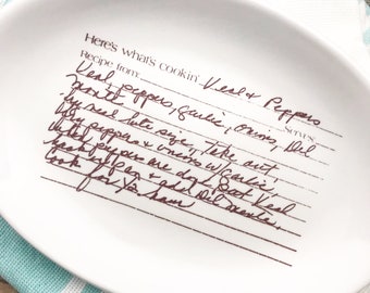 Vintage farmhouse plate with your personalized handwriting makes for the perfect holiday gift