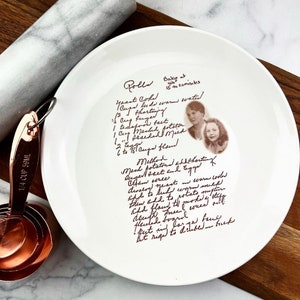 Handmade Round Ceramic Dinner Plate with Personalized Recipe Unique Keepsake Gift for Mother Daughter or Wedding Custom Kitchen Pottery image 1