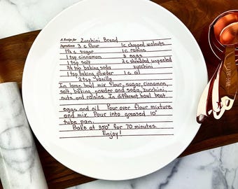 Handwritten recipe engraved onto a food safe plate - perfect centerpiece for that special occasion.