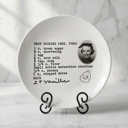 Personalized Recipe Ceramic Plate – Handwritten Keepsake Gift (11" Round)