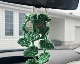 Crochet Hanging Ivy Car Mirror Decor