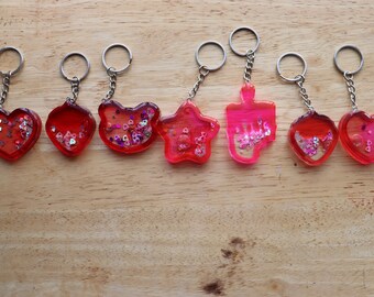 Handmade Valentines Day Resin Shaker keychain