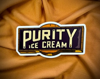 PEGATINA DE VINILO - Helados Purity - Letrero Vintage - Galveston, Texas