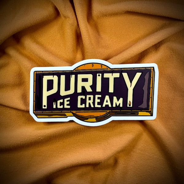 VINYL STICKER - Purity Ice Cream - Vintage Sign - Galveston Texas