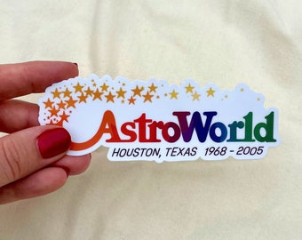PEGATINA DE VINILO - Astroworld - Etiqueta de fecha de apertura y cierre