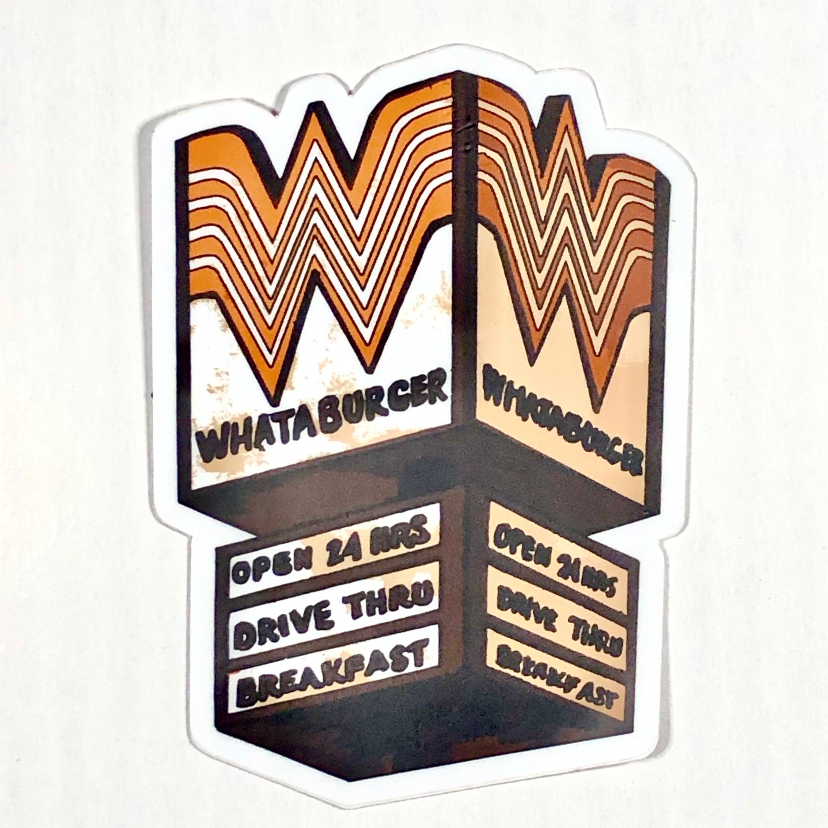 VINYL STICKER Vintage Whataburger Sign Houston Texas Etsy